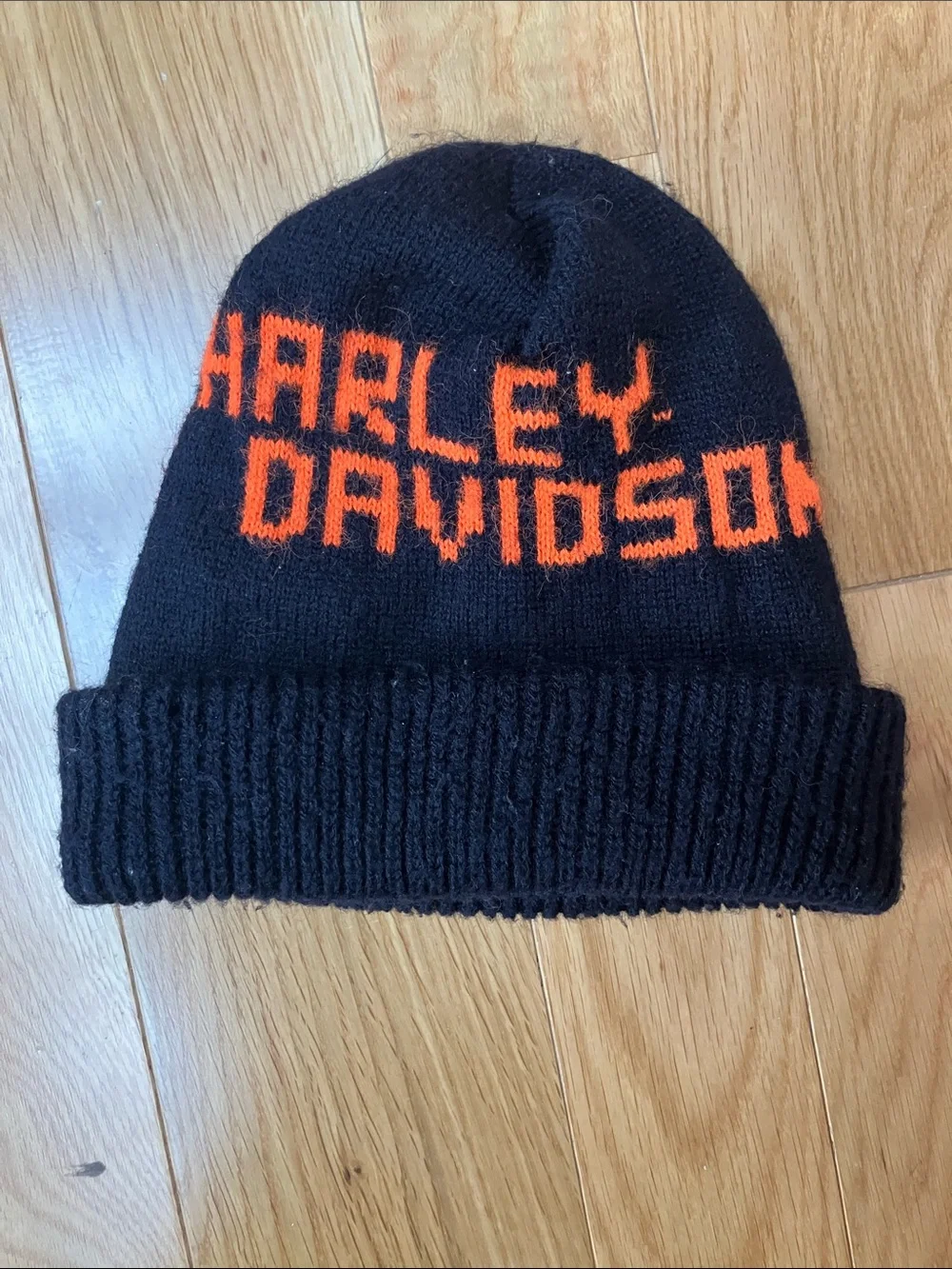 Harley-Davidson Black and Orange Kids Knit Beanie